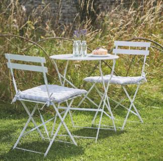 Round Bistro Set Table & 2 Chairs in Chalk